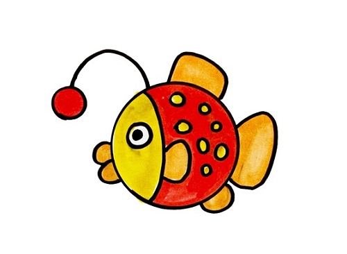 鱼的简笔画彩色 简单图片